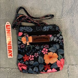UNIONBAY Navy Blue Floral Crossbody with Pink & Orange Blooms